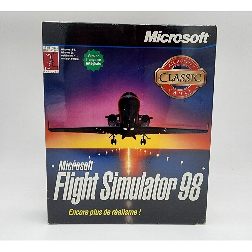 Microsoft Flight Simulator 98‎ PC Big Box Classic Games French Version Sealed